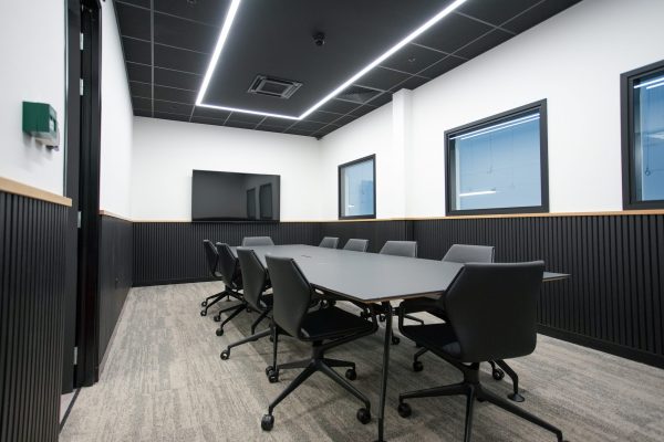 Black and white boardroom